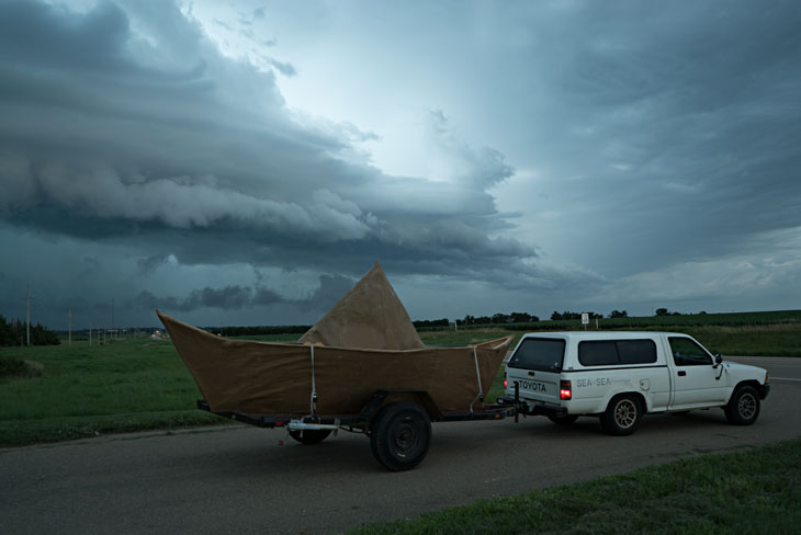Boat with storm in Kansas