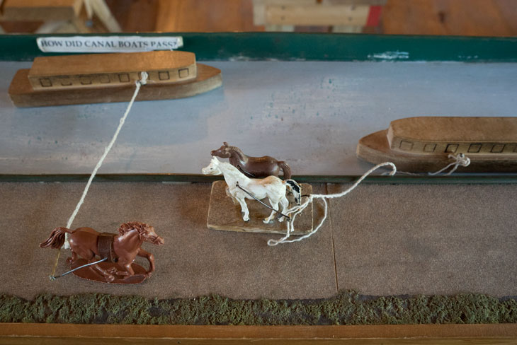 Boat with mule  diorama of Erie Canal in New York